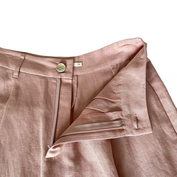 NIA ASH PINK LINEN BLEND TROUSER SHORTS SIZE SMALL - Picture 8 of 13